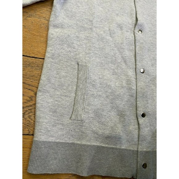 REISS Grey Fraiser Knitted Cotton Bomber Jacket - Picture 8 of 10